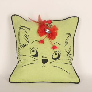 Hand Painted, Accessorised Cushion Cover LRCC10